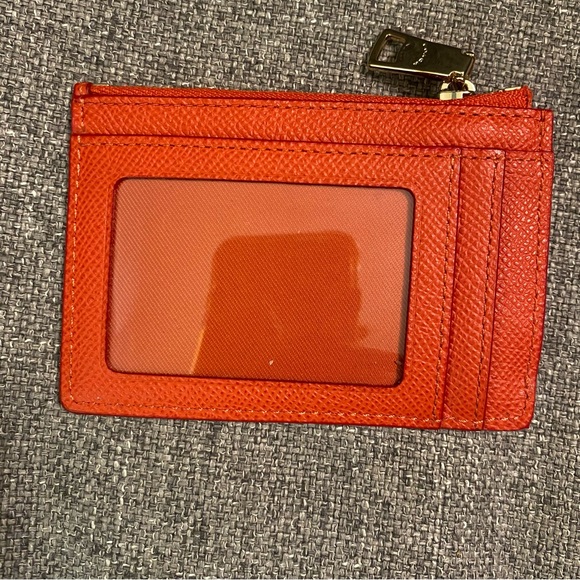 NWOT Coach Leather Key Fob Card Holder Melon Orange Gold Logo - Picture 7 of 11